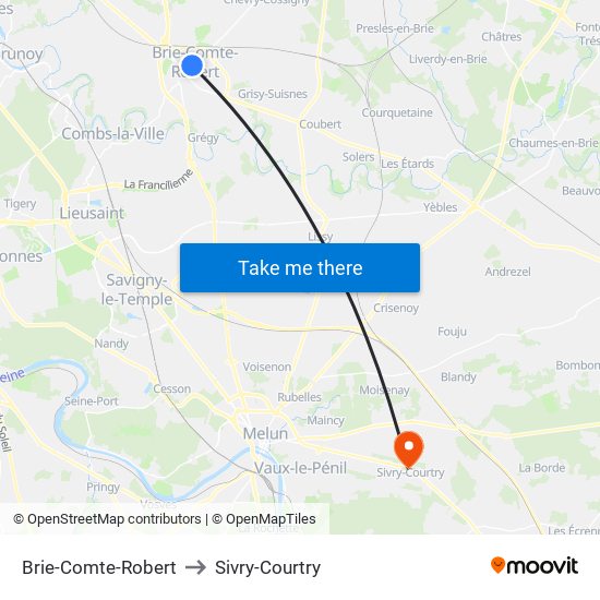 Brie-Comte-Robert to Sivry-Courtry map