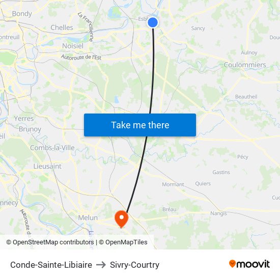 Conde-Sainte-Libiaire to Sivry-Courtry map