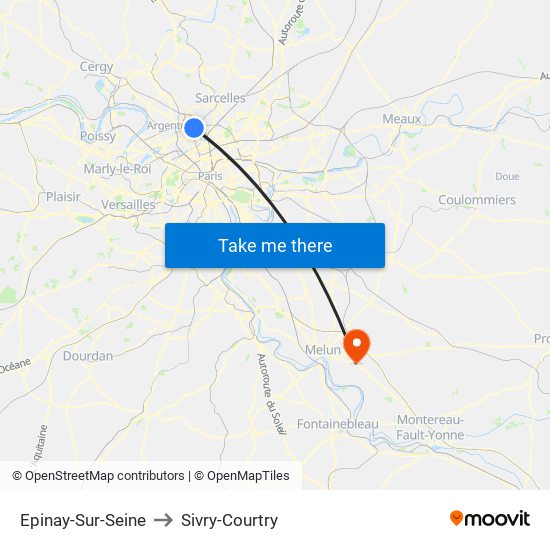 Epinay-Sur-Seine to Sivry-Courtry map