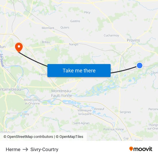 Herme to Sivry-Courtry map