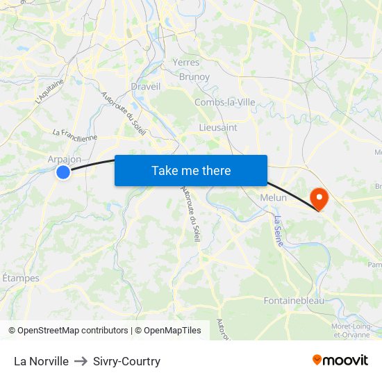 La Norville to Sivry-Courtry map
