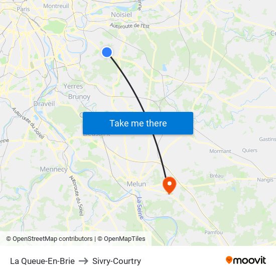 La Queue-En-Brie to Sivry-Courtry map