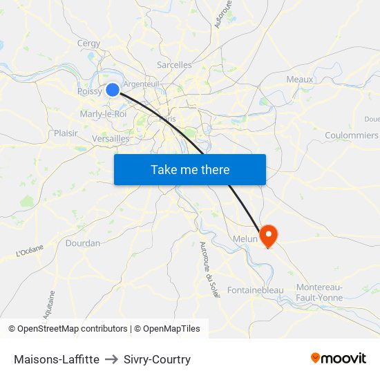 Maisons-Laffitte to Sivry-Courtry map