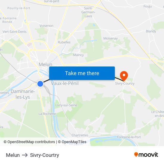 Melun to Sivry-Courtry map