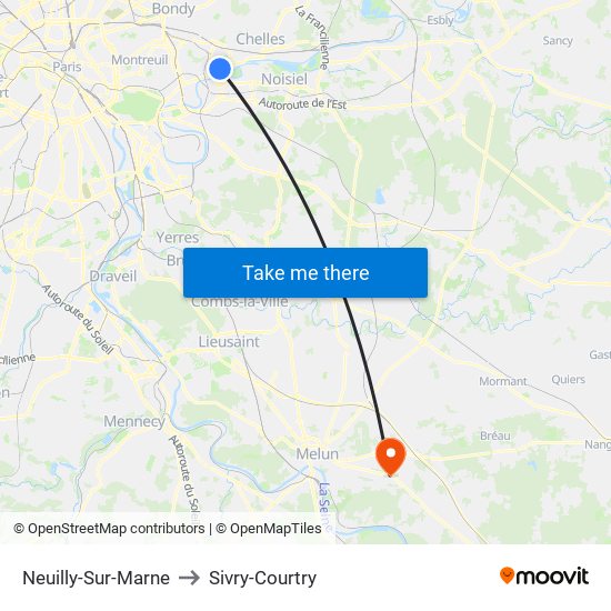 Neuilly-Sur-Marne to Sivry-Courtry map