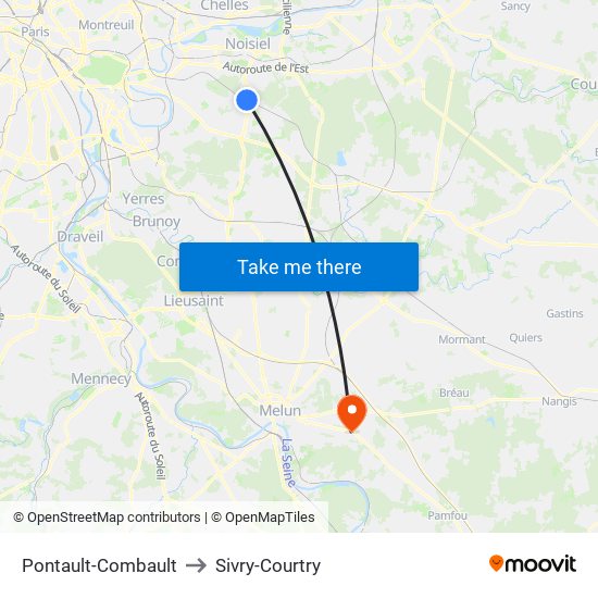 Pontault-Combault to Sivry-Courtry map