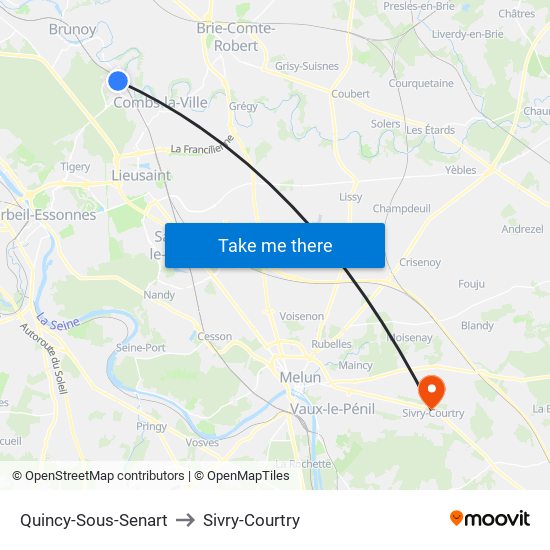 Quincy-Sous-Senart to Sivry-Courtry map