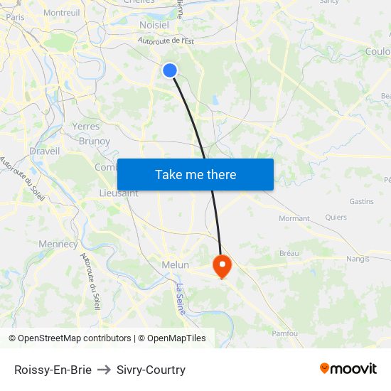 Roissy-En-Brie to Sivry-Courtry map