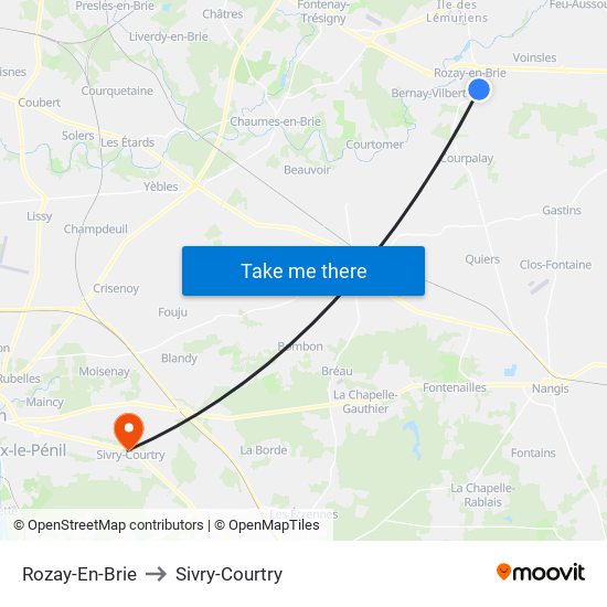 Rozay-En-Brie to Sivry-Courtry map
