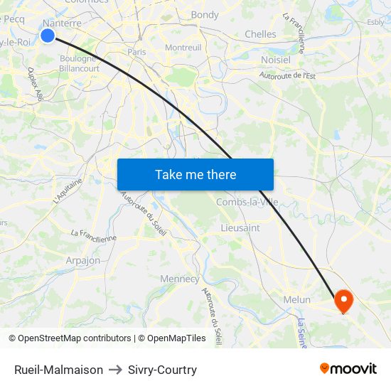 Rueil-Malmaison to Sivry-Courtry map