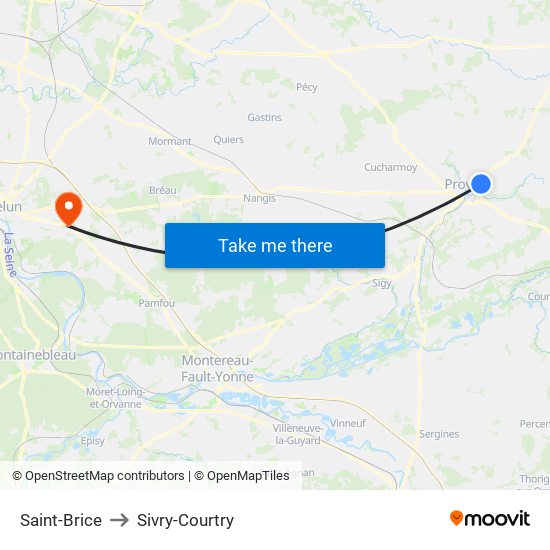 Saint-Brice to Sivry-Courtry map