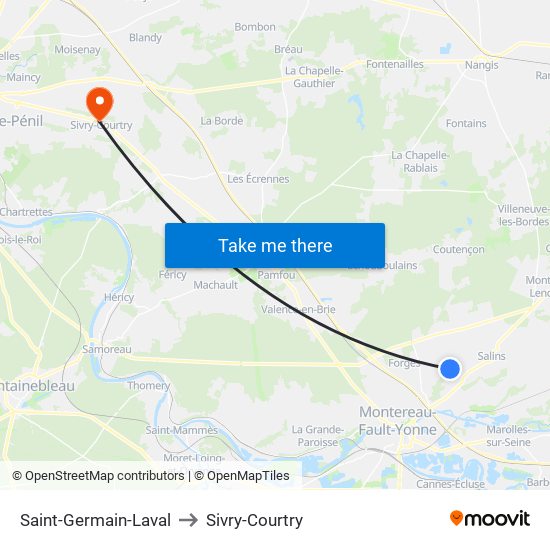 Saint-Germain-Laval to Sivry-Courtry map