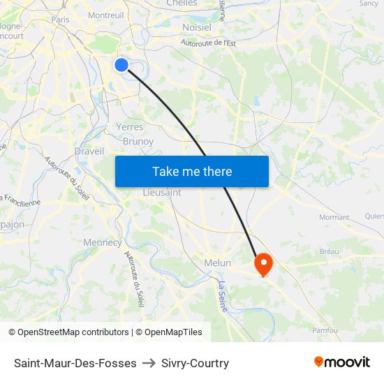 Saint-Maur-Des-Fosses to Sivry-Courtry map