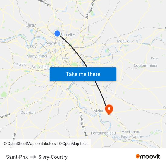 Saint-Prix to Sivry-Courtry map