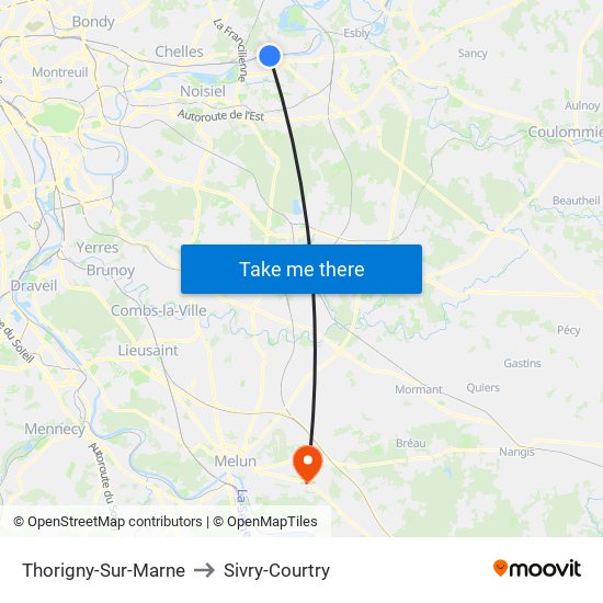 Thorigny-Sur-Marne to Sivry-Courtry map