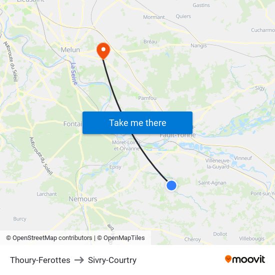 Thoury-Ferottes to Sivry-Courtry map