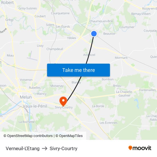 Verneuil-L'Etang to Sivry-Courtry map