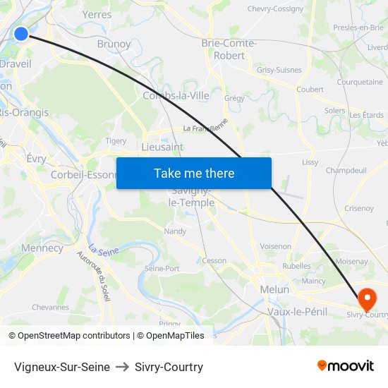 Vigneux-Sur-Seine to Sivry-Courtry map