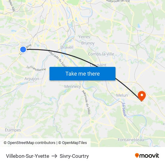 Villebon-Sur-Yvette to Sivry-Courtry map