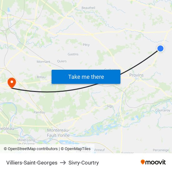 Villiers-Saint-Georges to Sivry-Courtry map