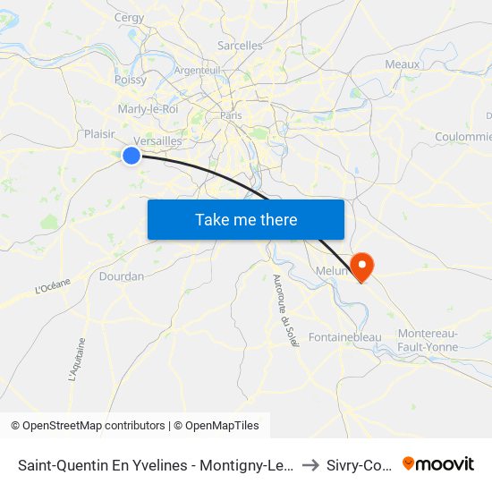 Saint-Quentin En Yvelines - Montigny-Le-Bretonneux to Sivry-Courtry map