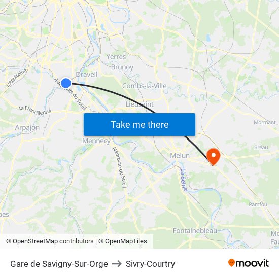 Gare de Savigny-Sur-Orge to Sivry-Courtry map