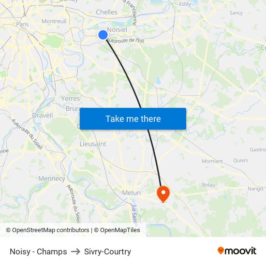 Noisy - Champs to Sivry-Courtry map