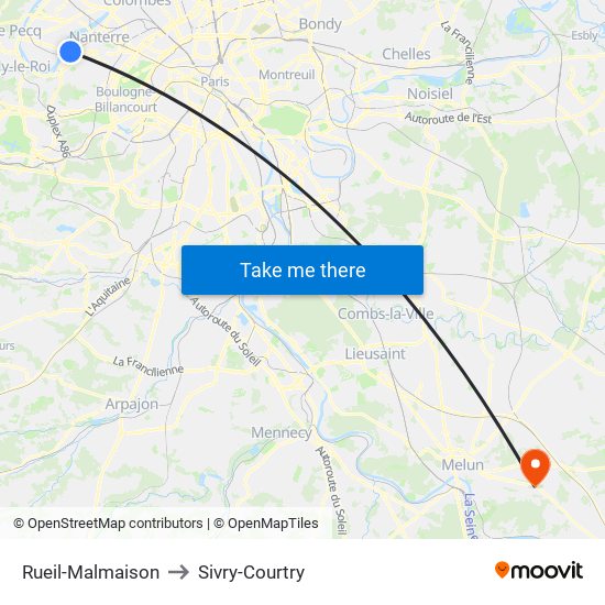 Rueil-Malmaison to Sivry-Courtry map