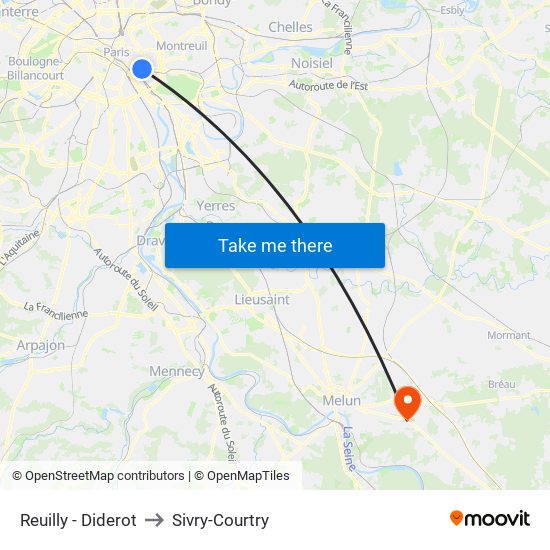 Reuilly - Diderot to Sivry-Courtry map