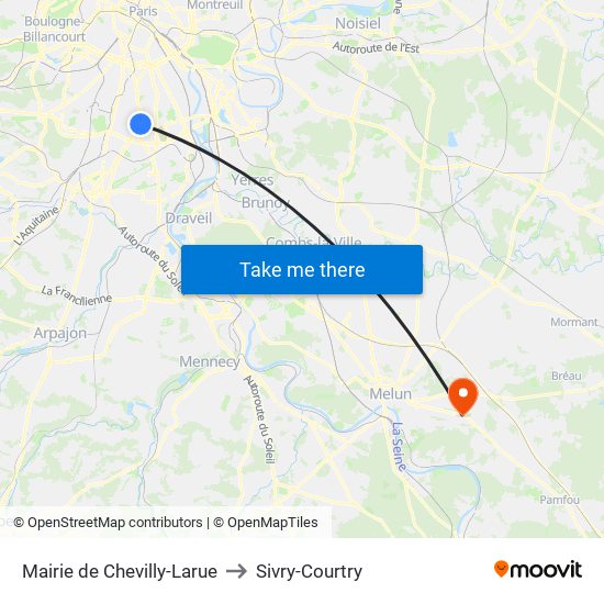 Mairie de Chevilly-Larue to Sivry-Courtry map