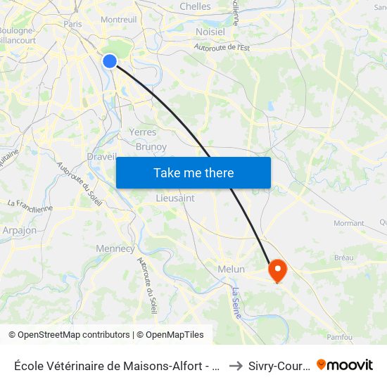 École Vétérinaire de Maisons-Alfort - Métro to Sivry-Courtry map