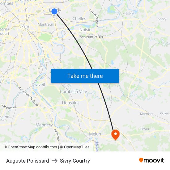 Auguste Polissard to Sivry-Courtry map