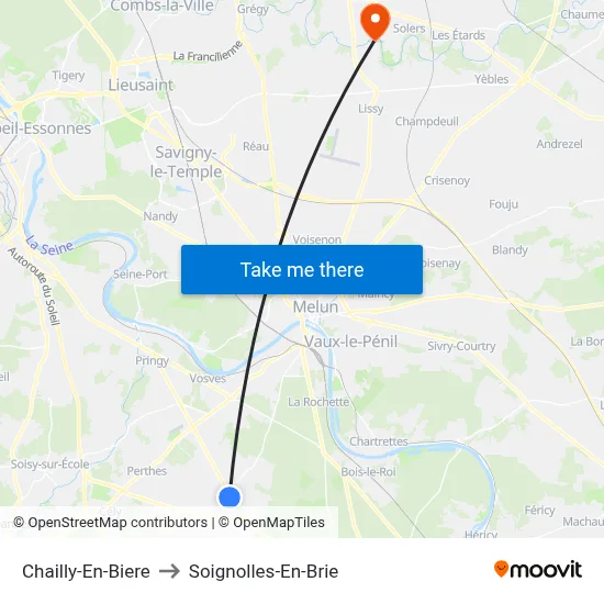 Chailly-En-Biere to Soignolles-En-Brie map