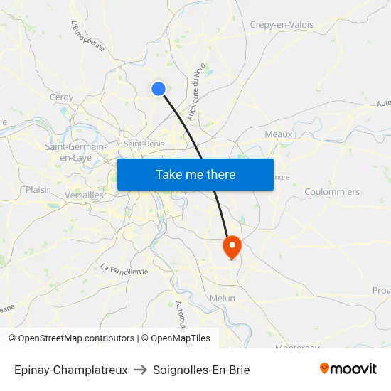 Epinay-Champlatreux to Soignolles-En-Brie map