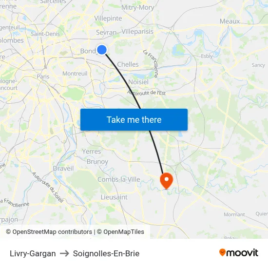 Livry-Gargan to Soignolles-En-Brie map