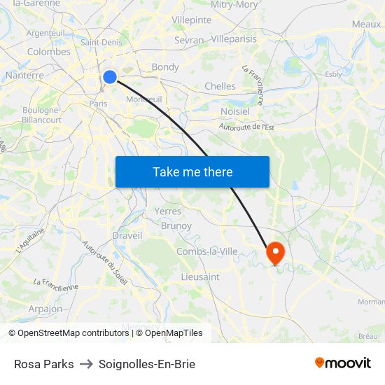 Rosa Parks to Soignolles-En-Brie map