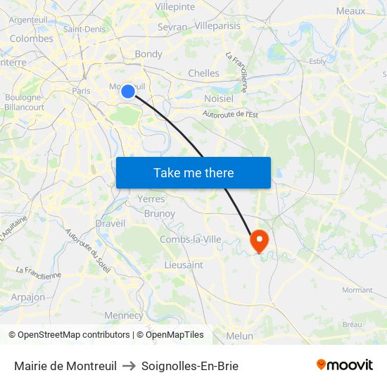 Mairie de Montreuil to Soignolles-En-Brie map