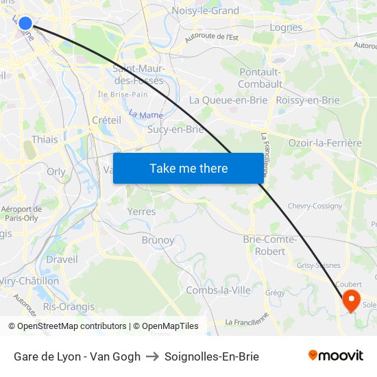 Gare de Lyon - Van Gogh to Soignolles-En-Brie map