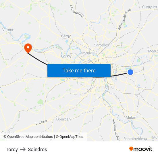 Torcy to Soindres map