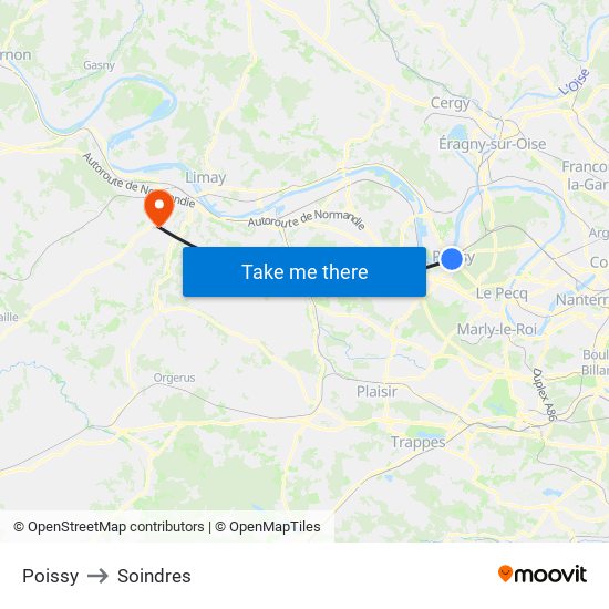 Poissy to Soindres map