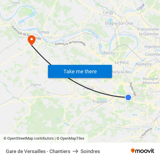 Gare de Versailles - Chantiers to Soindres map