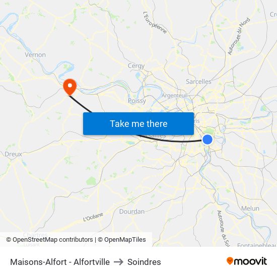 Maisons-Alfort - Alfortville to Soindres map