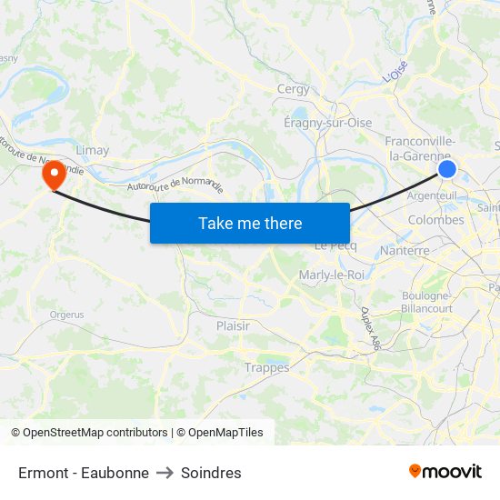 Ermont - Eaubonne to Soindres map