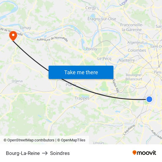 Bourg-La-Reine to Soindres map
