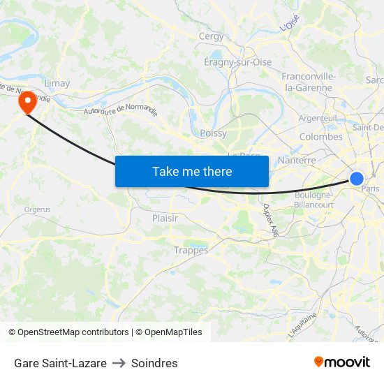 Gare Saint-Lazare to Soindres map