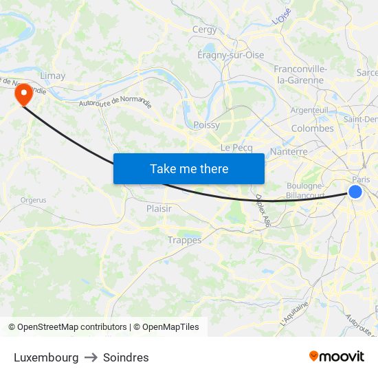 Luxembourg to Soindres map