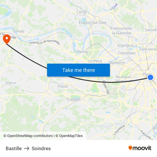 Bastille to Soindres map