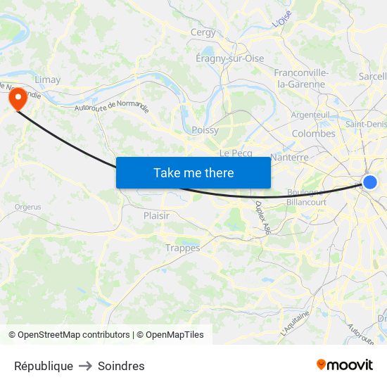 République to Soindres map