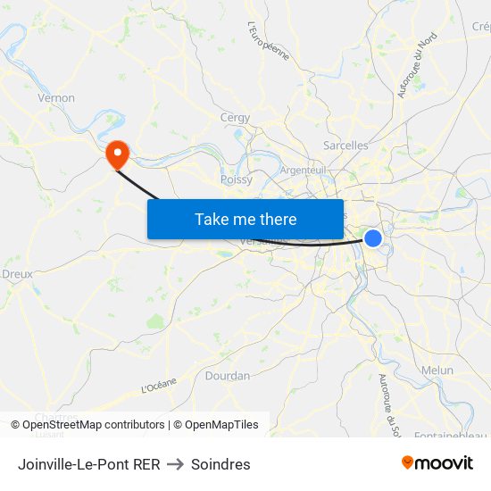 Joinville-Le-Pont RER to Soindres map