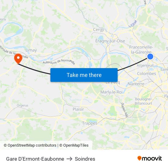 Gare D'Ermont-Eaubonne to Soindres map